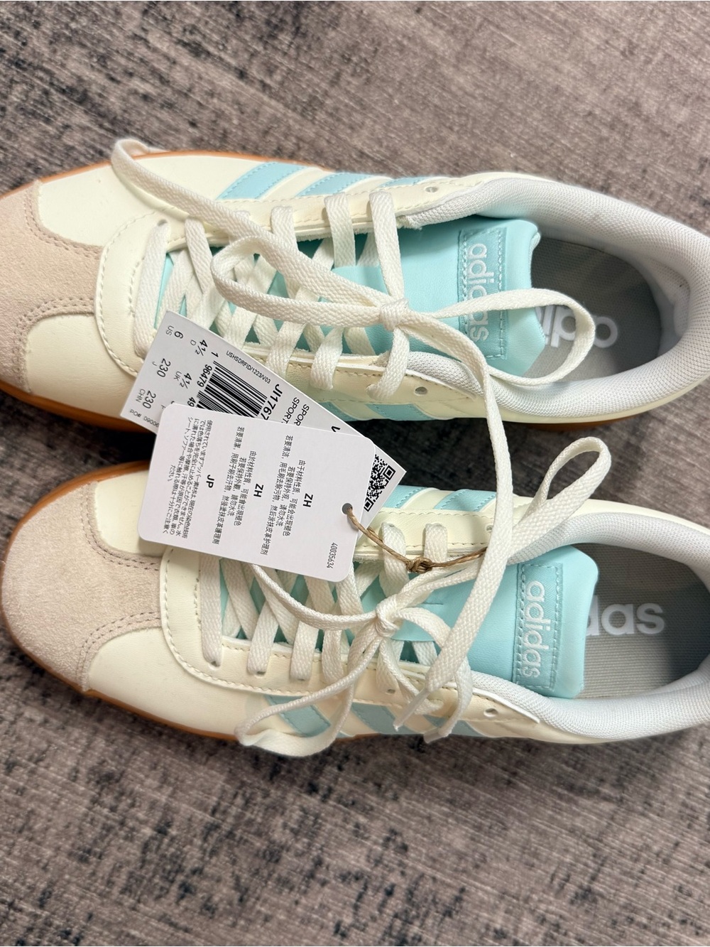 adidas Retro Runner Sneakers in Light Blue, Cream and Tan